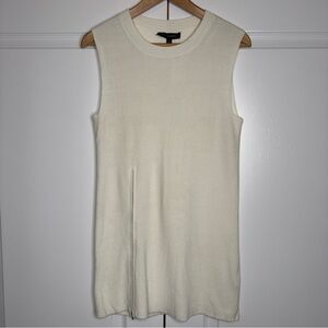 Banana Republic Sleeveless Ribbed Knit Tunic Sweater Ivory Cream XS